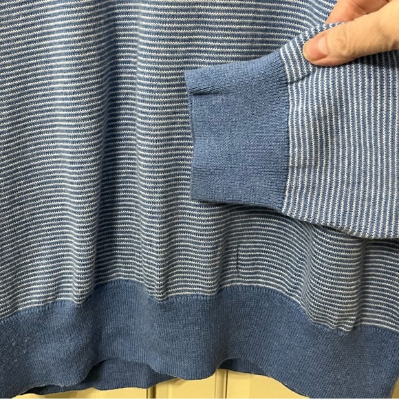 Vineyard Vines Mens Fish Bones Thaxter Cashmere Blend Quarter Zip Blue Sz Large - Picture 3 of 7